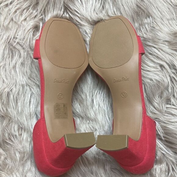 DREAM PAIRS Red Square Open Toe Low Block Chunky Heel Ankle Strap Pump Shoe - Picture 4 of 16